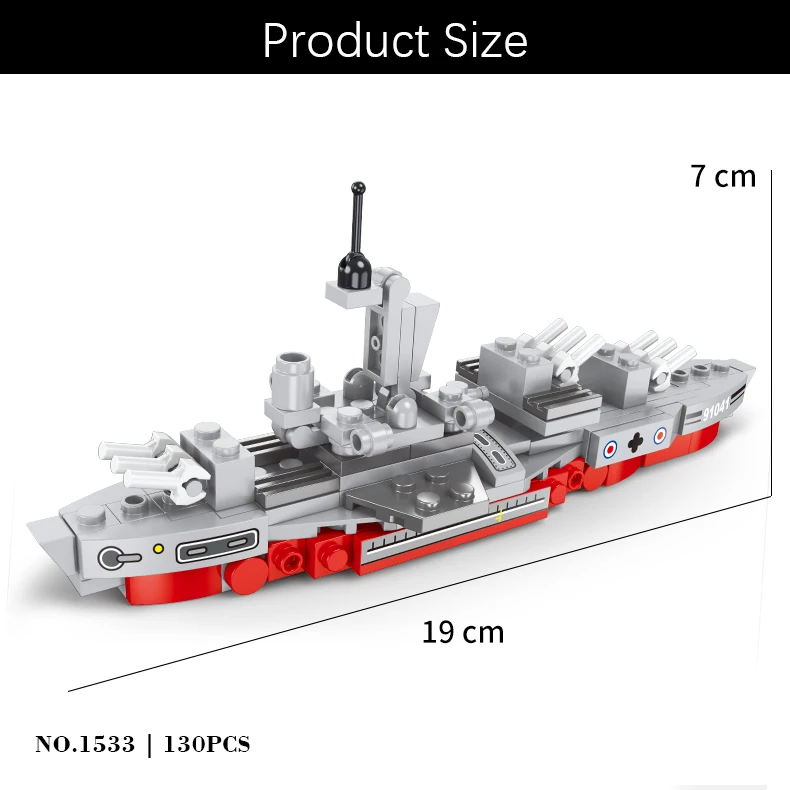 130pcs Mini Bricks No.1533 MOC Warship Military Series Building Block Set Children Educational Assemble Collect Xmas Toy Gift