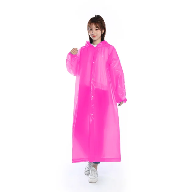 EVA Women Long Rain Coat With Hat Ladies Waterproof Adults Cheap Raincoat