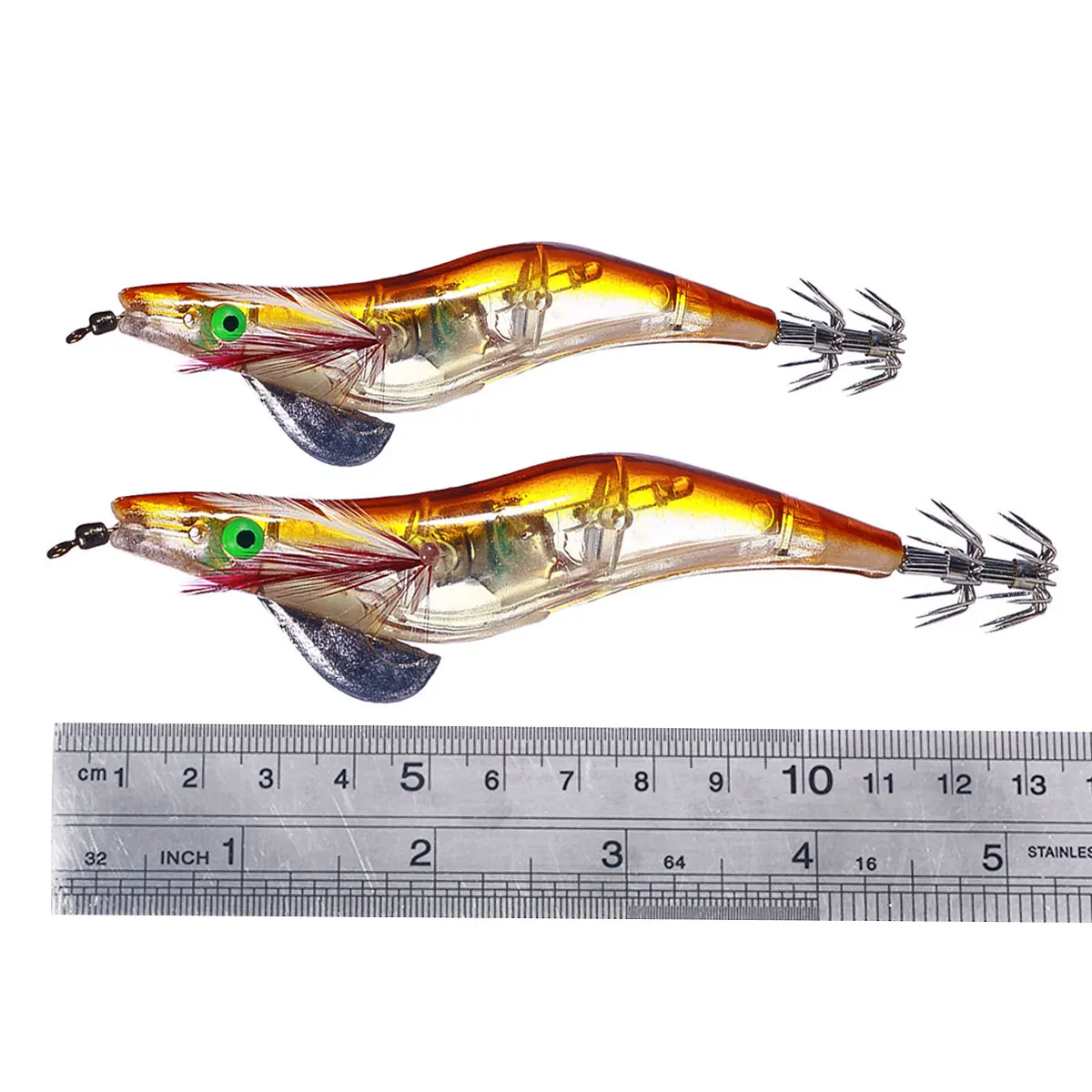 12.8CM 21G Wood Prawn lure octopus Fishing Squid Light Jigs Lures LED Light Electronic Shrimp Fishing Lure