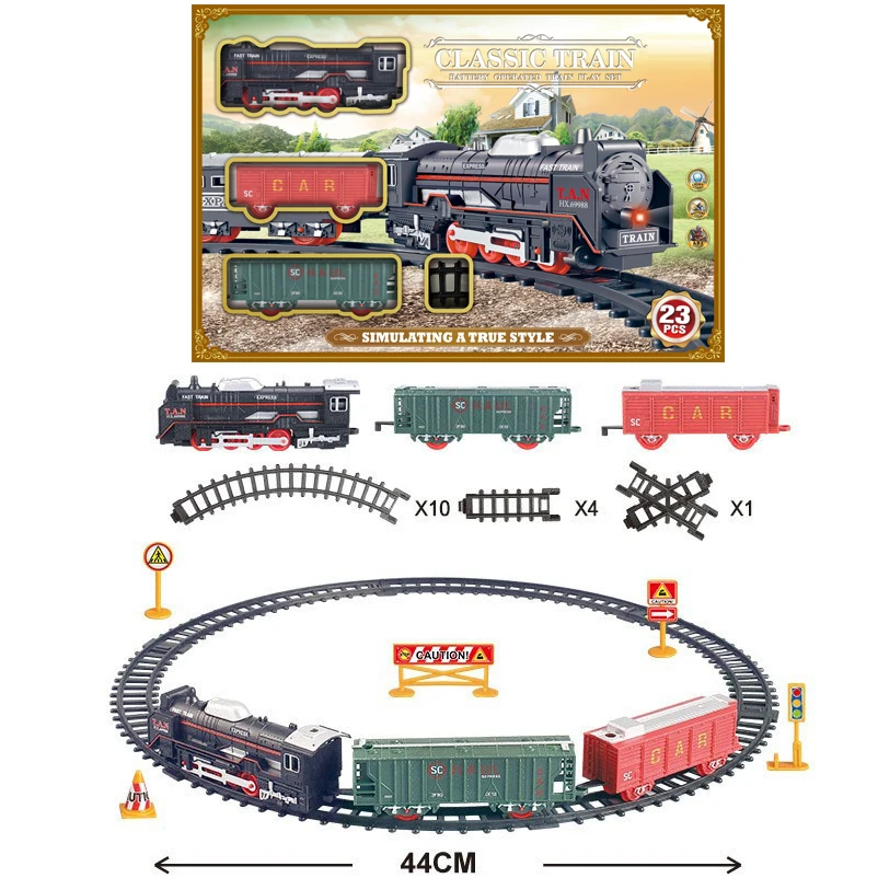 23PCS hot selling electric trouge Railway toy train track set railway toy Classic toy train track set