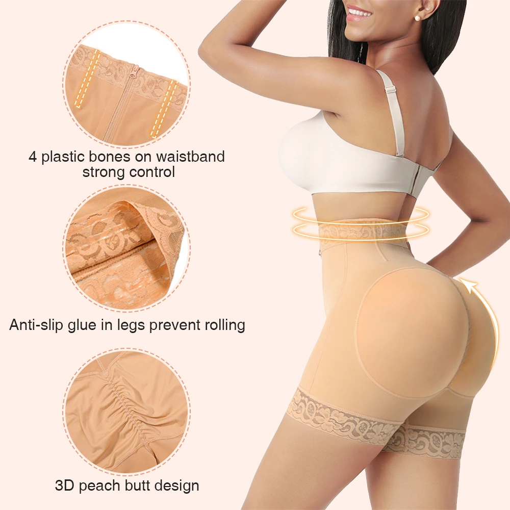 High Waist Seamless Plus Size Butt Lifter Enhancer Tummy Control Padded Underwear Panty