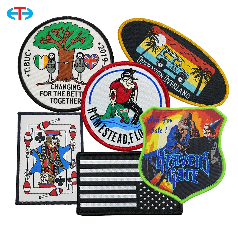 Custom Logo Woven Patches Multicolor Sports Applique Parche Label Badges Tags Iron on Woven Patch