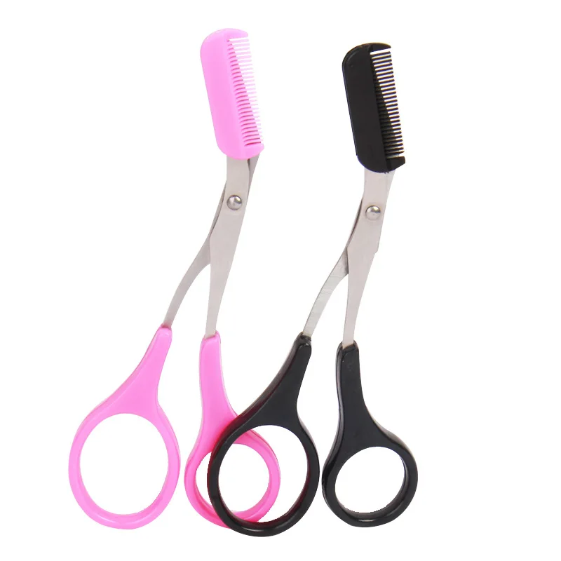 OEM accepted Stainless Steel Scissors Cosmetic tool Beauty makeup tools eyebrow trimmer Eyebrow Scissor with with comb
