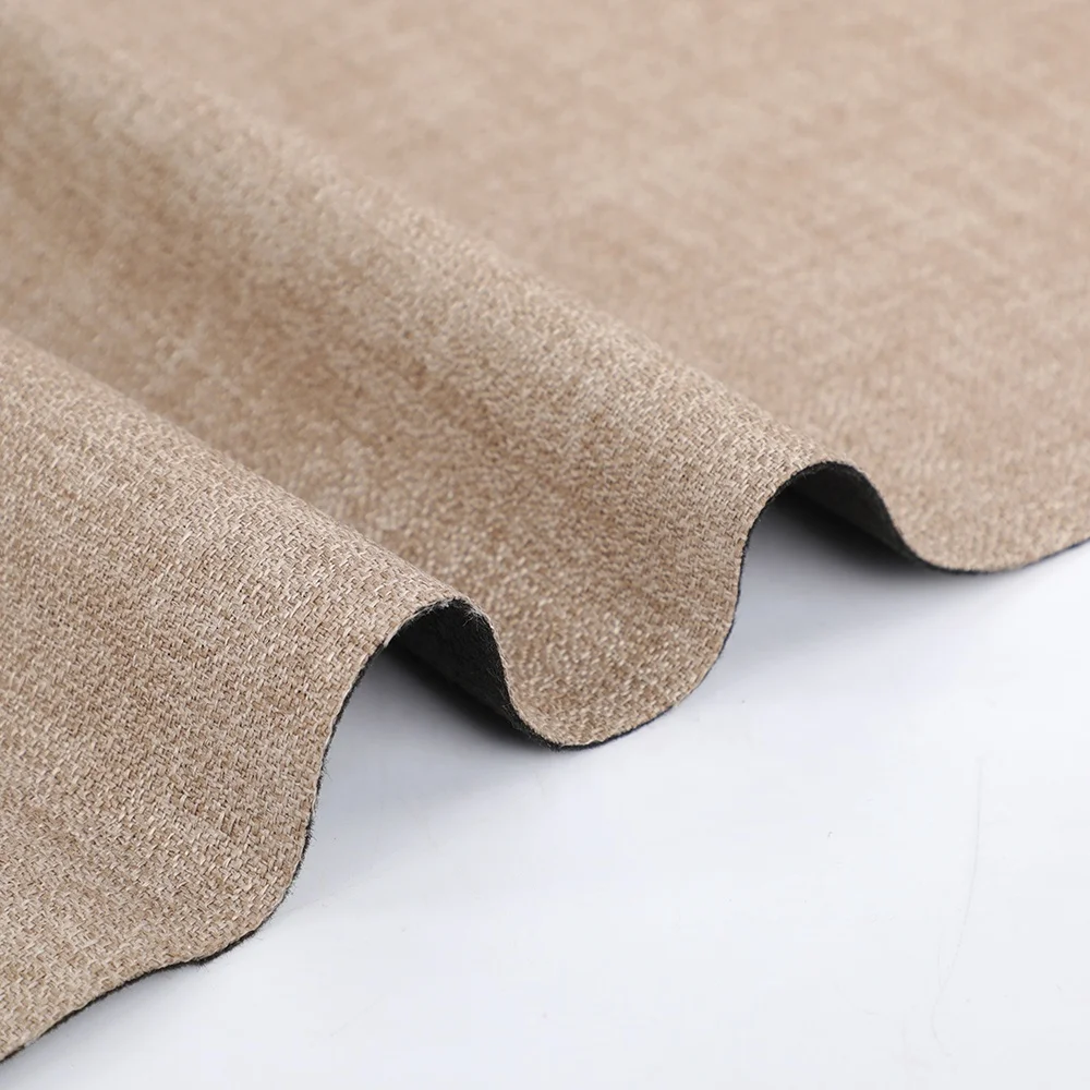 Manufacturer Direct Wholesale Linen Look 100% Polyester Fabric for Sofa Upholstery Woven Technique with Plain Style Sofa Clothes