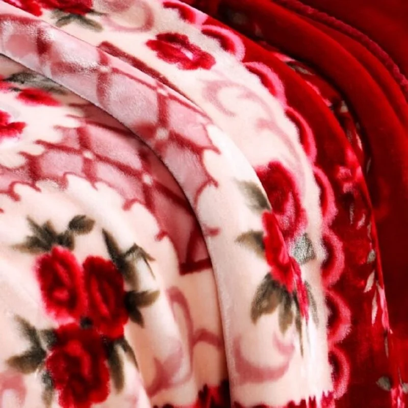 Superior Quality 2ply 150*200cm  2kg Customized Pattern Luxury 100% Polyester Super Soft Cozy Raschel Mink Blanket