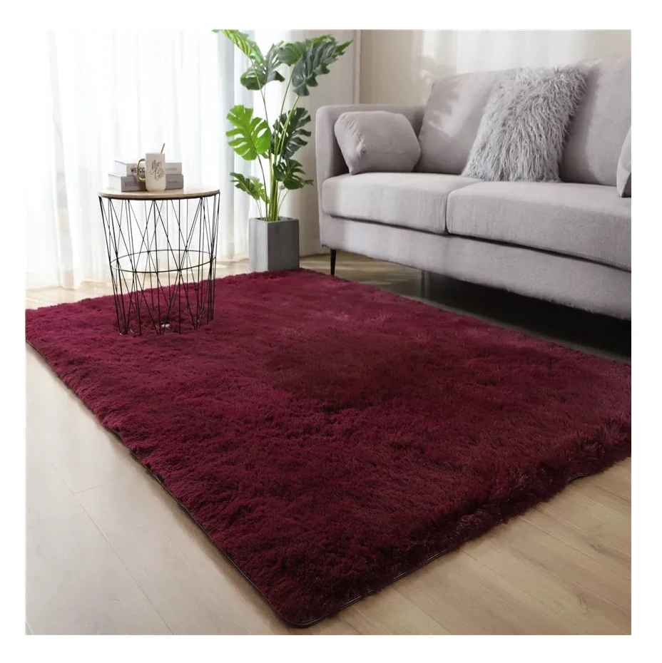 Modern shaggy dying design 100%polyester fluffy carpet black carpets  for living room