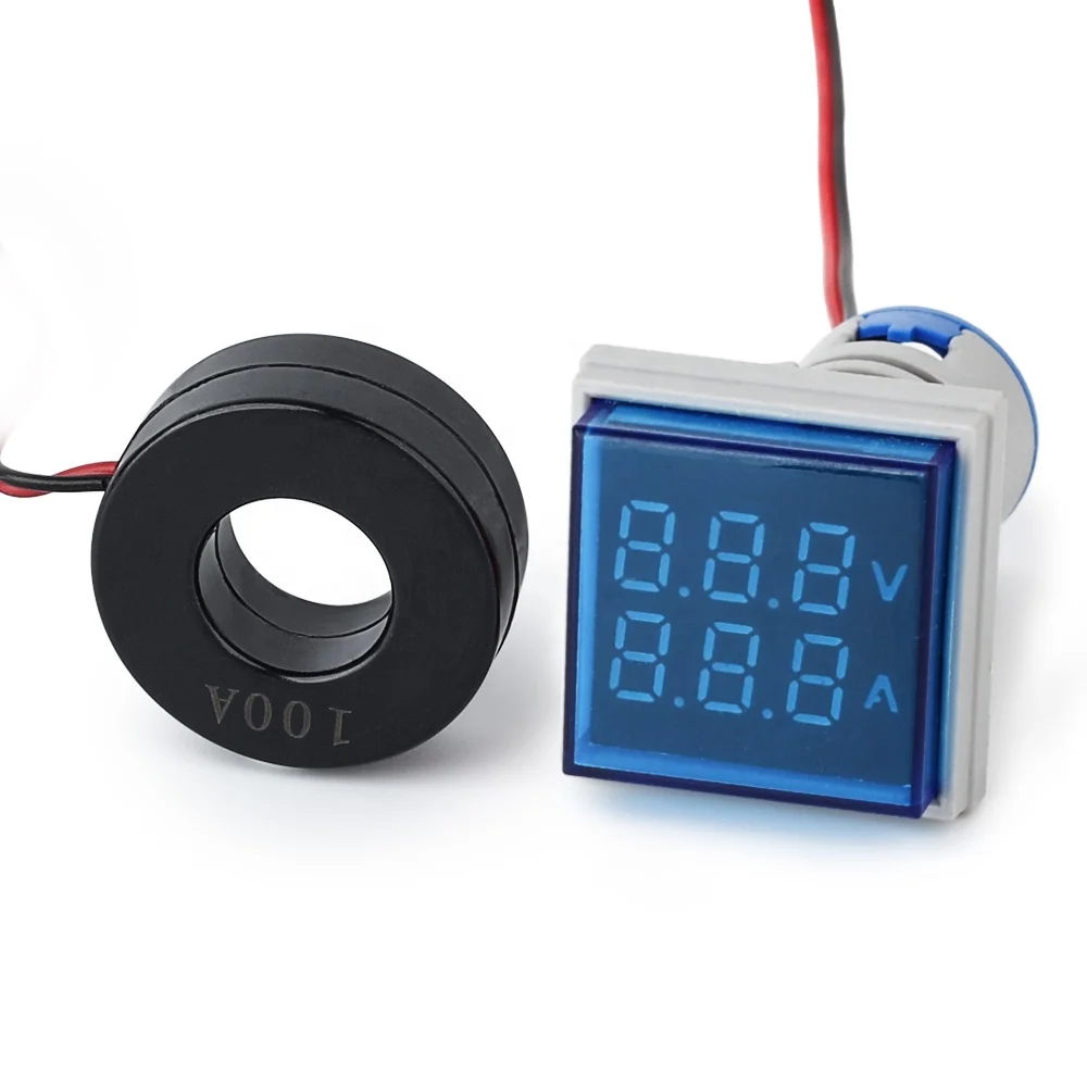 NIN blue square led digital ac volt ammeter