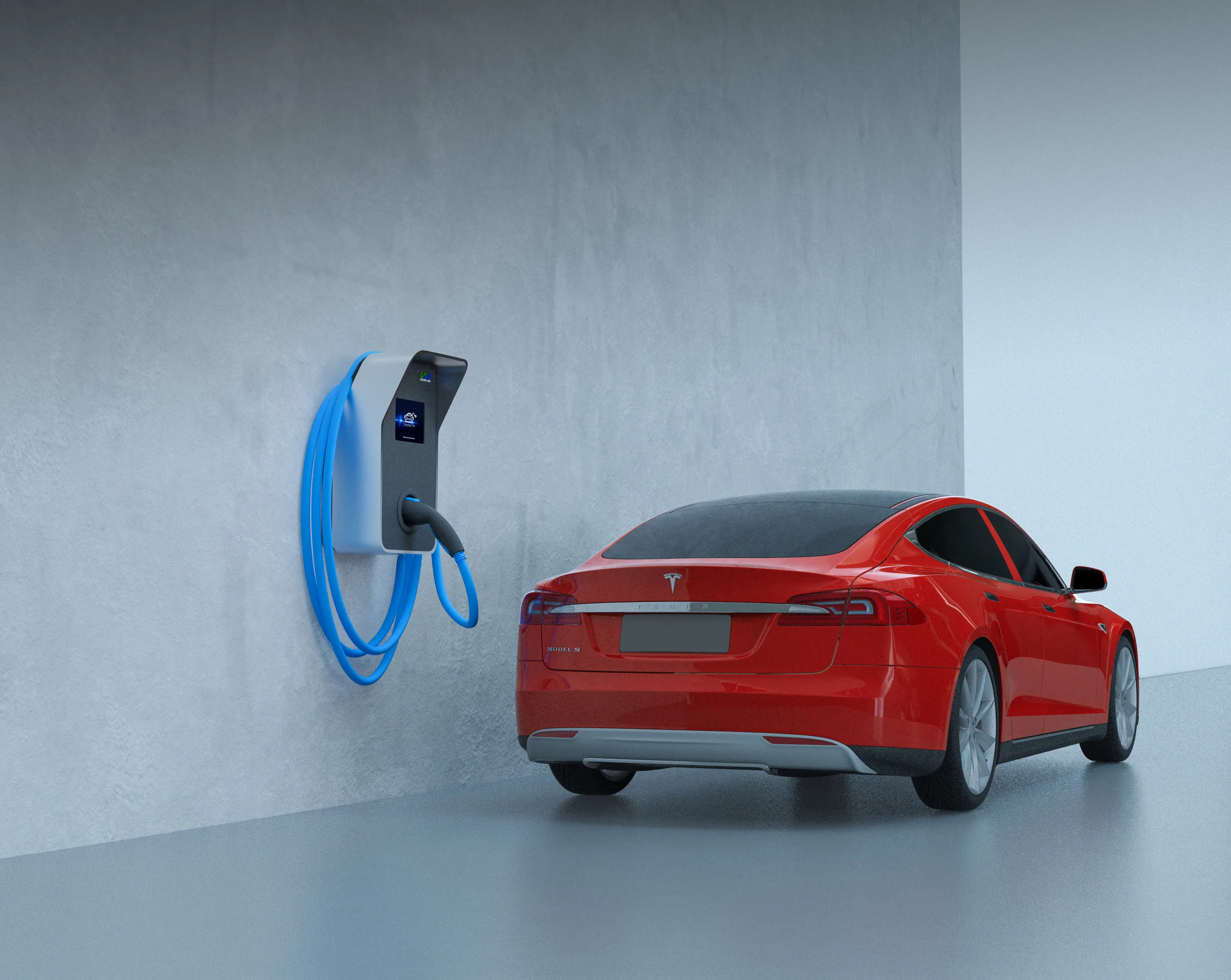 SCU 30kW DC Wallbox charging station for electric car post ev charger floor Supports a single CCS1/CCS2/ CHAdeMO output