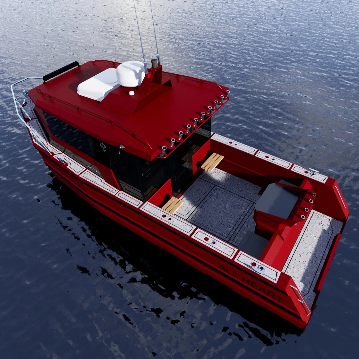 Qingdao Allheart customized luxurious 7.68meters 25ft welded stable aluminum pontoon fishing boat