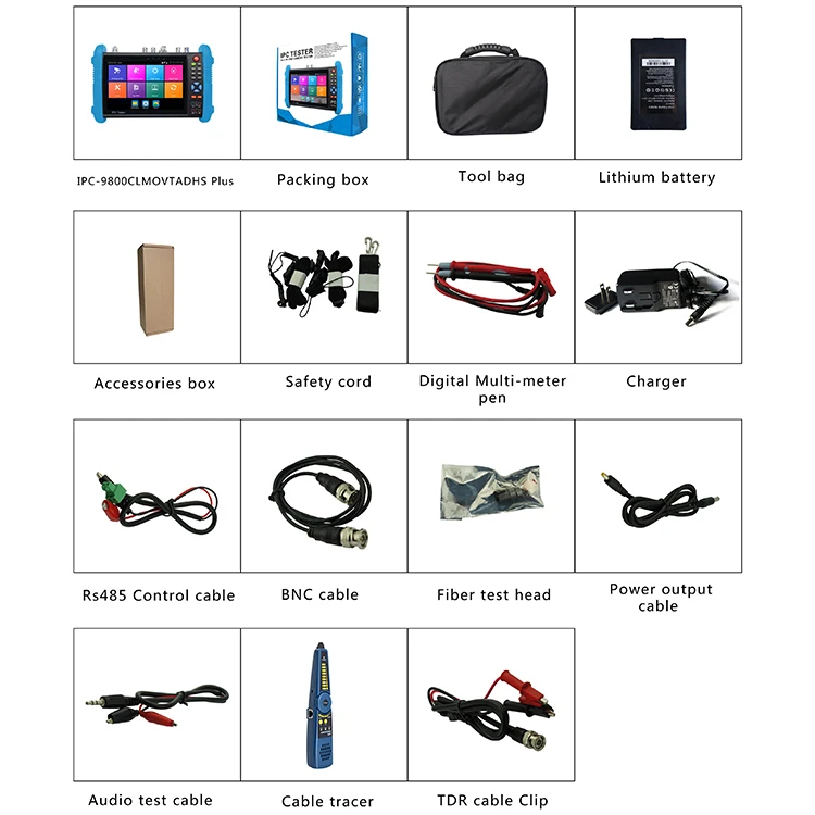Тестер видеонаблюдения IPC, 7 дюймов, 4K, IP-камеры, мультиметр, оптический измеритель мощности, красный источник света