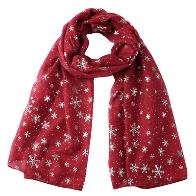 
fashion snowflake design multi color polyester print scarf for christmas 