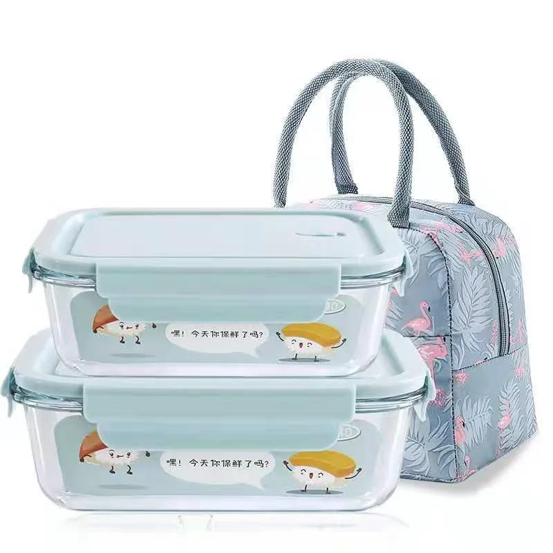 Chinese Eco Cheap Lunch Packaging Boxes New Transparent School Work Glass Lunch Box Bento For Office