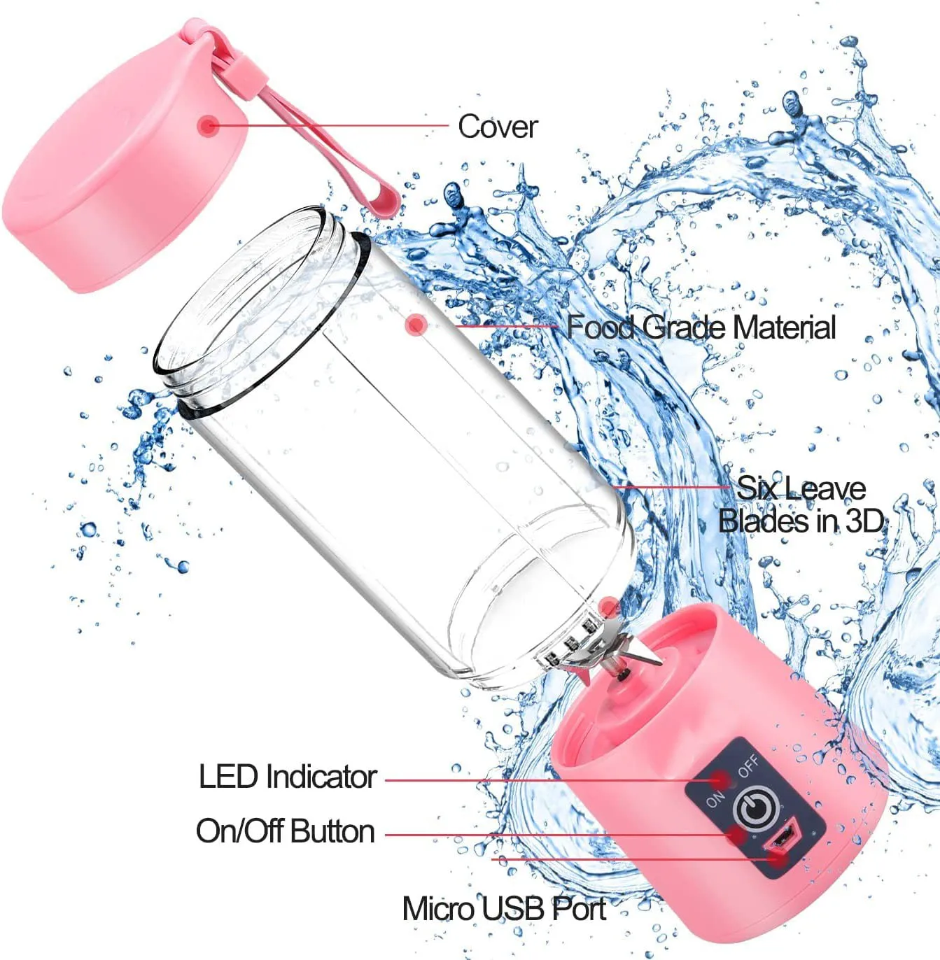 USB Rechargeable Portable Blender Smoothies Personal Fresh Blender Mini Shakes Juicer Cup