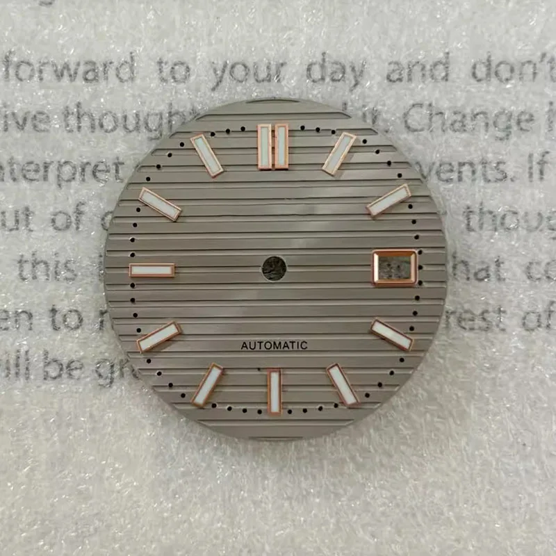 30.5mm Engraved Rose Gold Modified Green Luminous Dial, Suitable for NH35/36 Movements