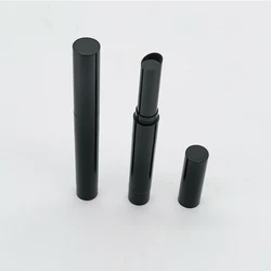 High quality slim lipstick tube round lip balm container cosmetic packaging black thin lipstick tube