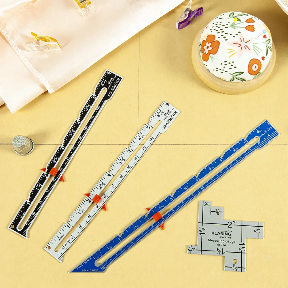 Metal Thickness Measuring Ruler Hand Quilting Sewing Gauge Sewing Triangle Ruler Clothing Design Cutting Ruler