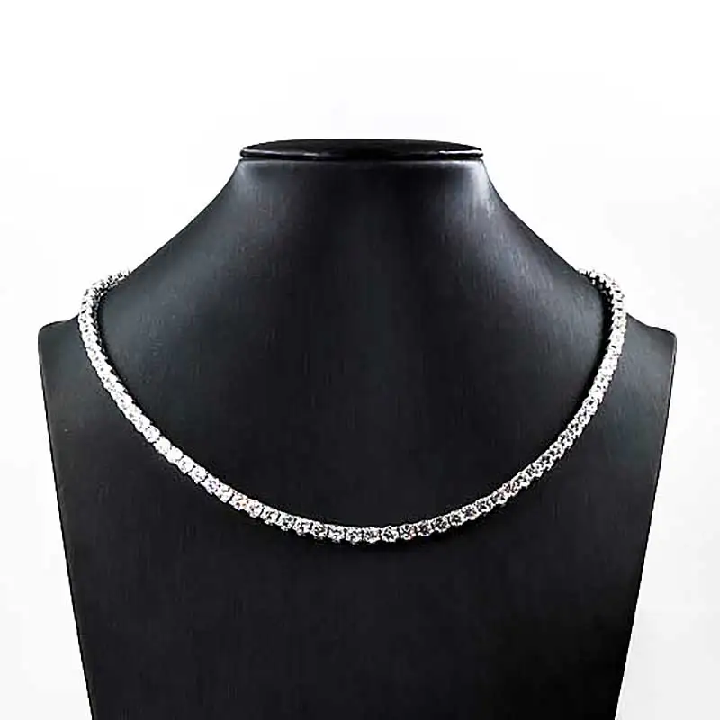 Keiyue 18K White Gold Plated body chain jewelry Cubic Zirconia Classic 925 Woman Tennis Necklace 18 Inch