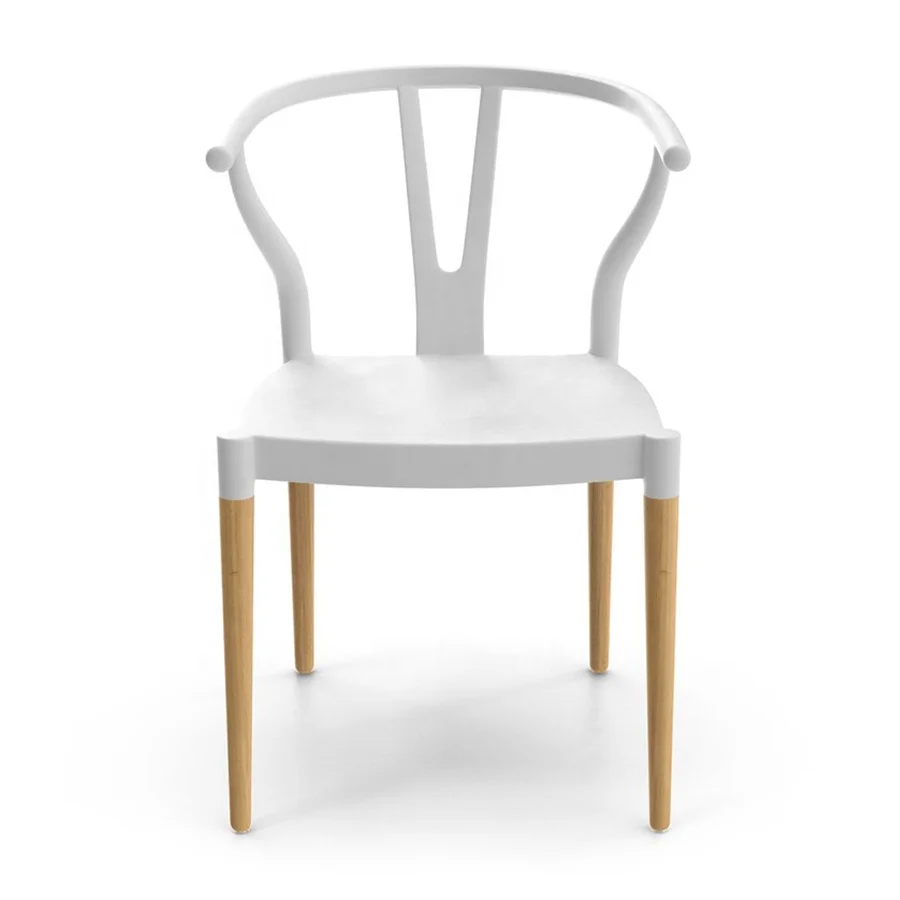 Silla Wishbone for Cafe Kitchen Classic design beech wood leg armrest plastic seat dining chair