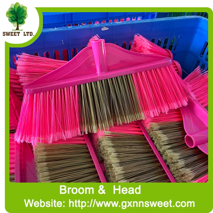 Indoor/Outdoor Plastic Broom with Wood Stick PVC & PET & PP Broom Dustpan Floor Cleaning & Sweeping broom for Home Use