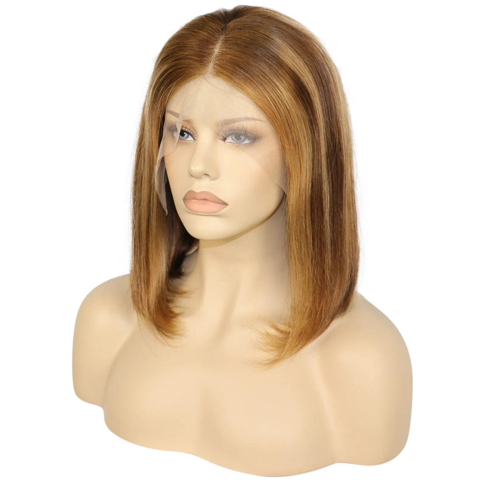 Human Hair Lace Front 13x4 Wigs Bob 14 Inch 150 Density Brazilian Virgin Human Hair Short Bob Wigs Straight Hair Natural Color