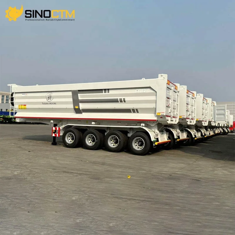 3/4 Axle 30CBM 100ton Semi-Trailer for Transport Rear Tipping Dump Trailer for Moving Sands Stones