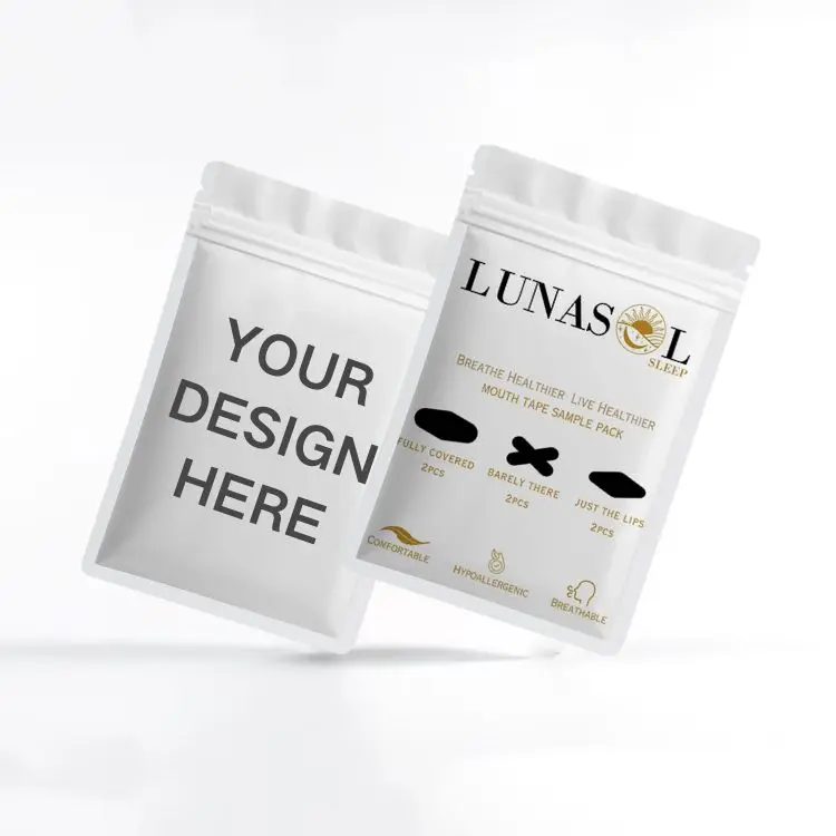 Custom Digital Printed Mouth Tape Sleeping White Plastic 3 Side Heat Seal Mylar Ziplock Bags Stand Up Packaging Pouch Sachet