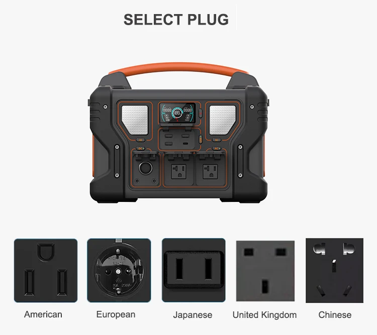 Backup Lithium Battery Emergency Power Supply 1000W Portable Solar Generator Camping Outdoor Power Station Pure Sine Wave