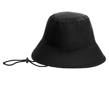 Unisex white or black 100% polyester odor-controlling sweat-wicking Includes a clip-on, adjustable drawcord Bucket Hat