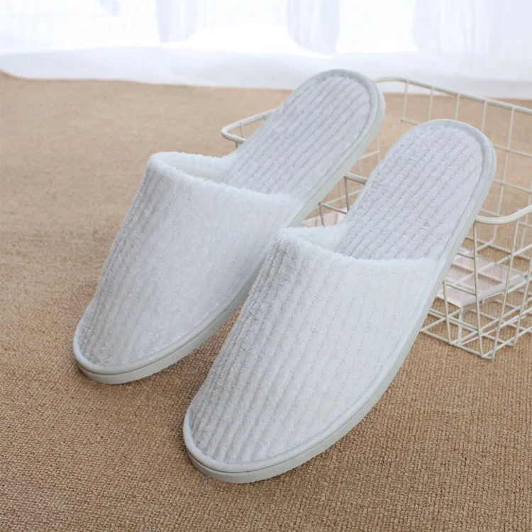 Factory Wholesale Price Terry Soft Hotel Reusable Room slippers solid color thick warm non-slip slippers