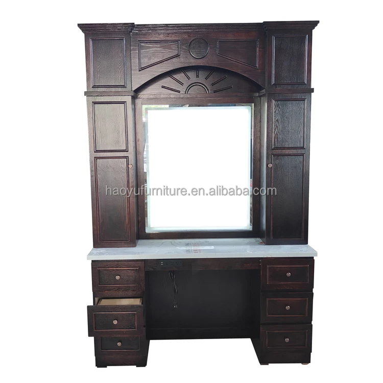 barber station cabinet led mirror wooden hair salon station men barber station