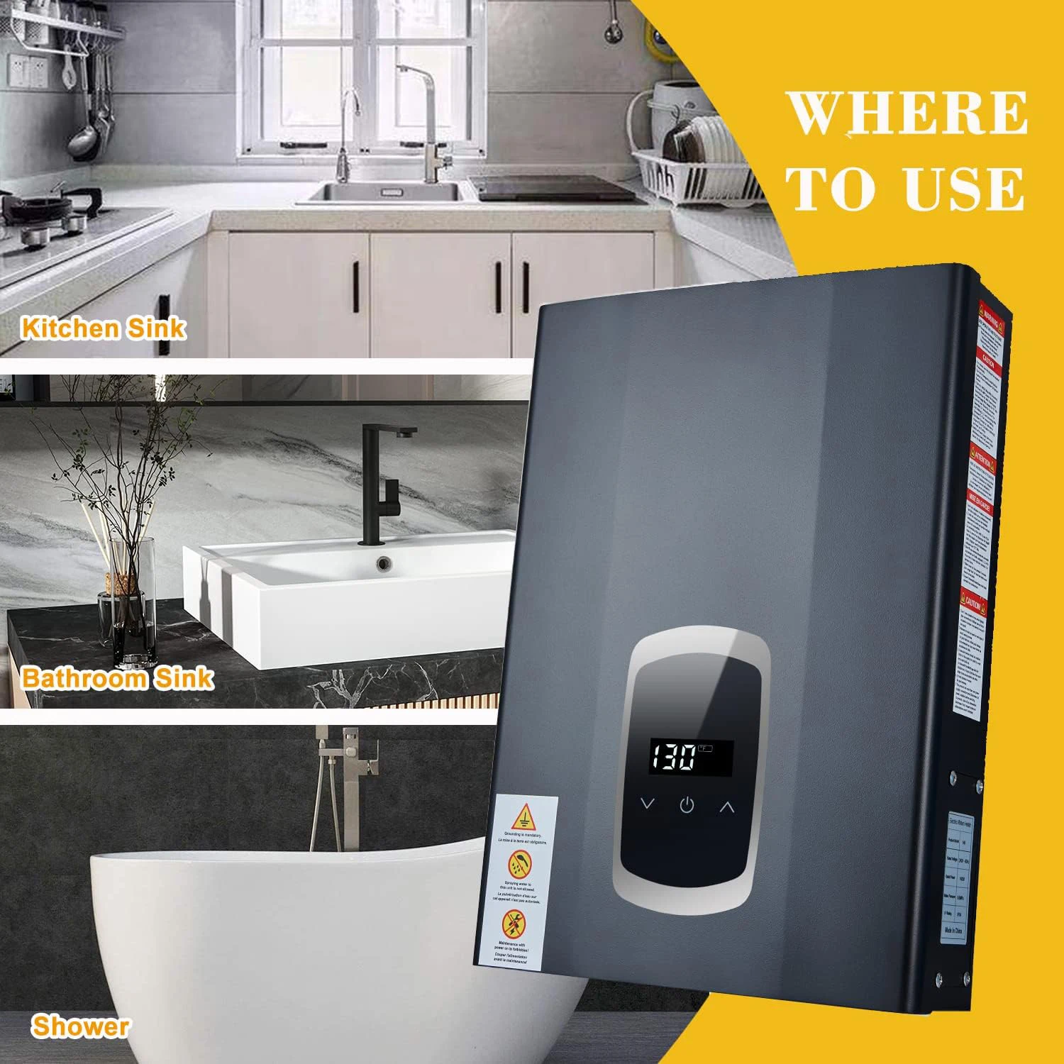 14-36kW Household Bathroom And Kitchen Aluminum Mounted Heat Instant Water Heater Without Water Tank