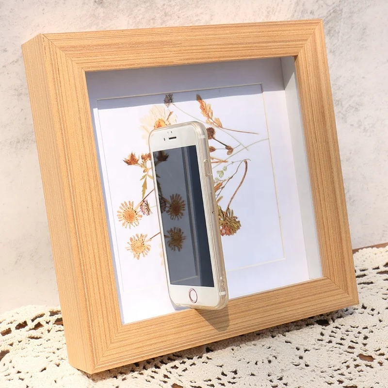 Custom Cheap Pine Wood Shadow Box Picture Mats Frames