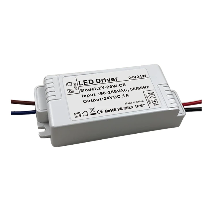 IP67 waterproof plastic shell led driver 24V 24W outdoor Led Switching Power hot selling products 2024 for Led light