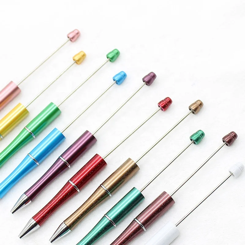 Plastic Beadable Ball Pen Bead Pens for DIY Present Kids Students Office School Supplies