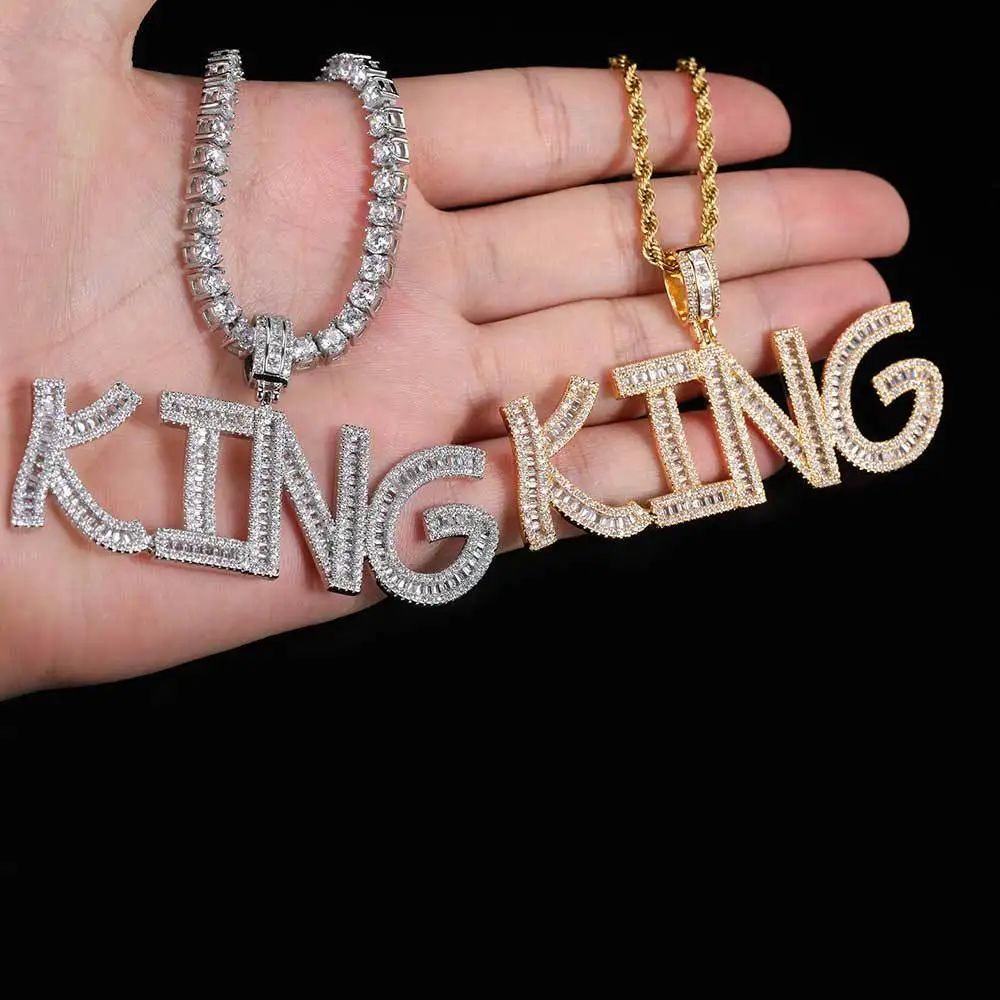 Fashion Personalized  Men Women Necklace Luxury Full Diamond Pendant Nameplate Hip Hop Iced Out Jewelry  Custom Name Necklace