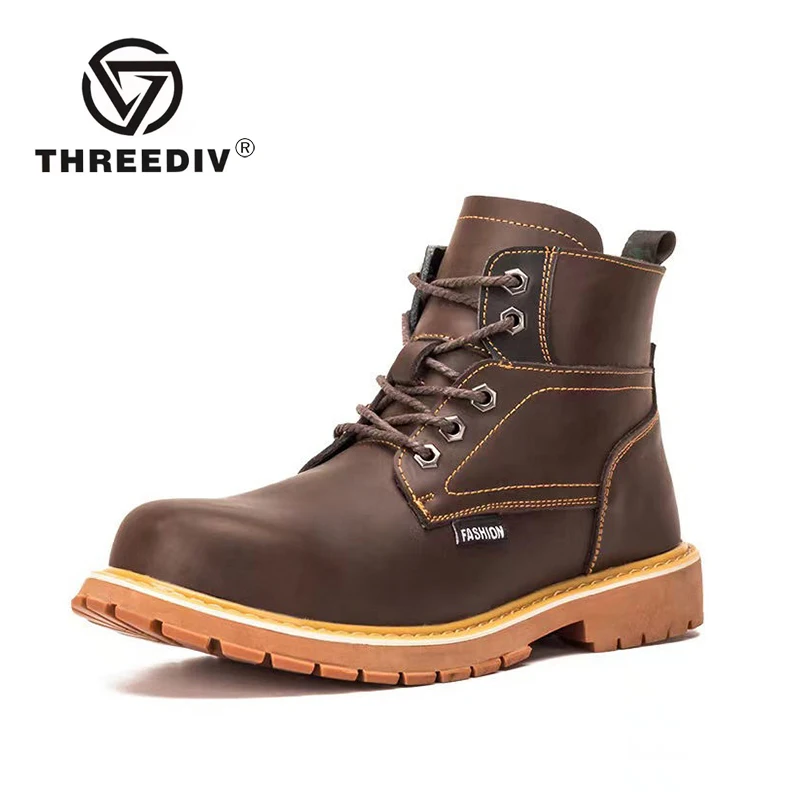 THREEDIV New Sale Man And Woman Seasons Work Breathable Steel Toe High Ankle Safety Boots
