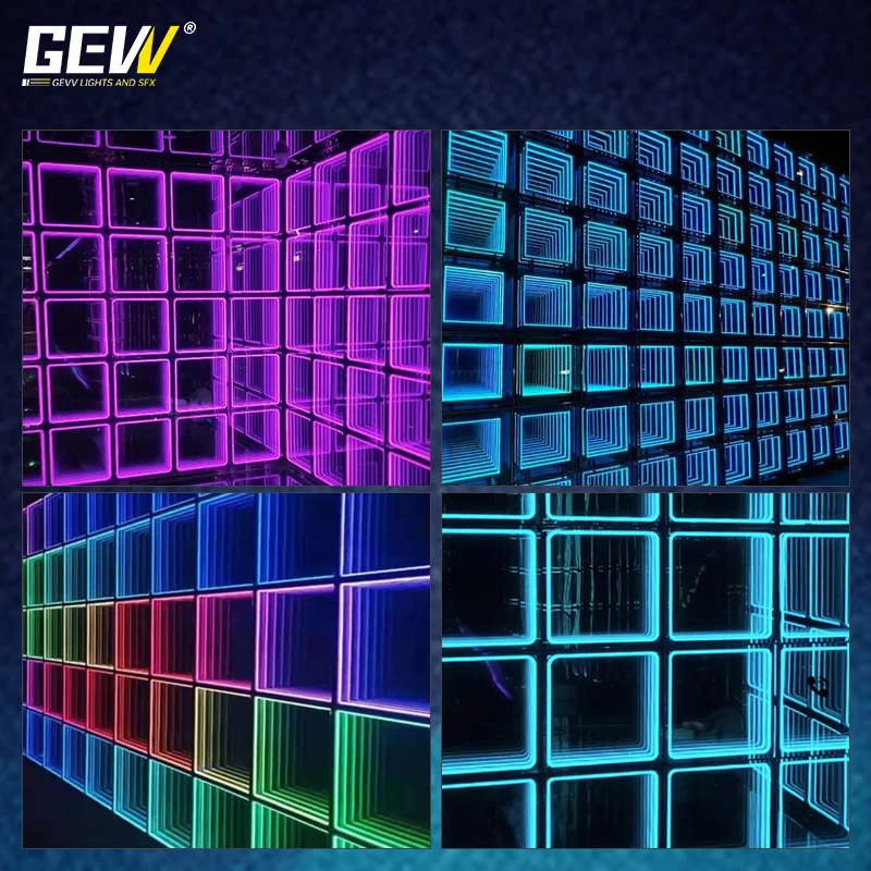 Pressure Sensitive Interactive LED Backdrop Light 3D Mirror Neon Dance Floor For DJ Disco Party