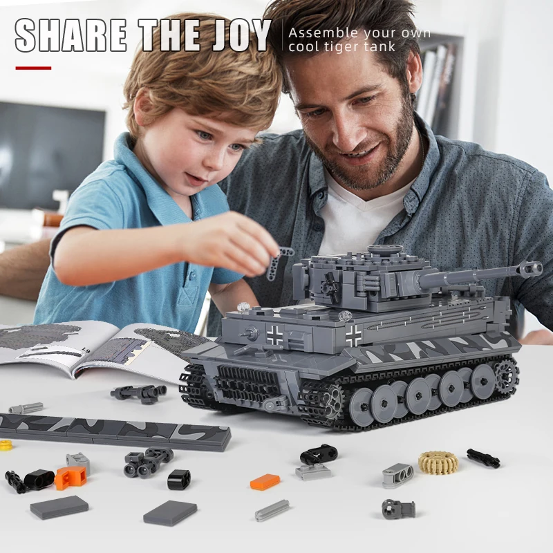 Форма король 20014 технический RC Tiger немецкий тяжелый танк военный MOC развивающая модель WW2 строительные блоки Наборы кубиков игрушки
