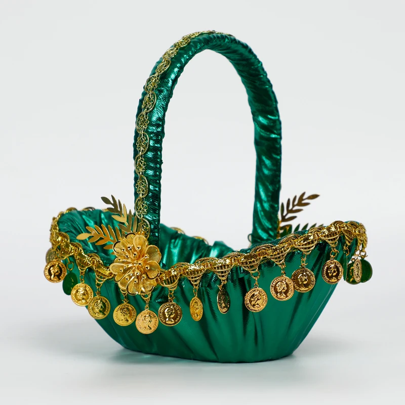 Romantic Wedding Day  Decorate Gold Accessories Flower Basket Girl Married Flower Basket