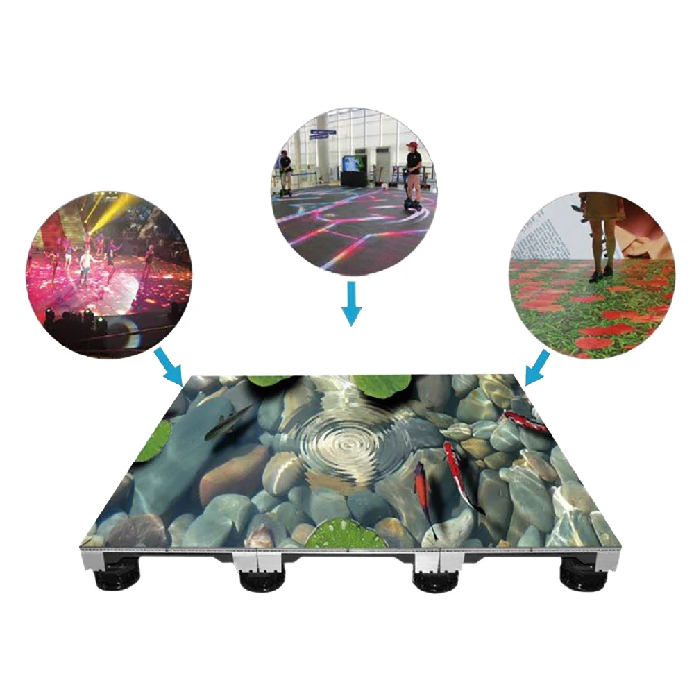 Full Color P3.91 500x1000mm Interactive Digital Floor Tile Screen Stage Dancing Gaming Video Floor LED Screen