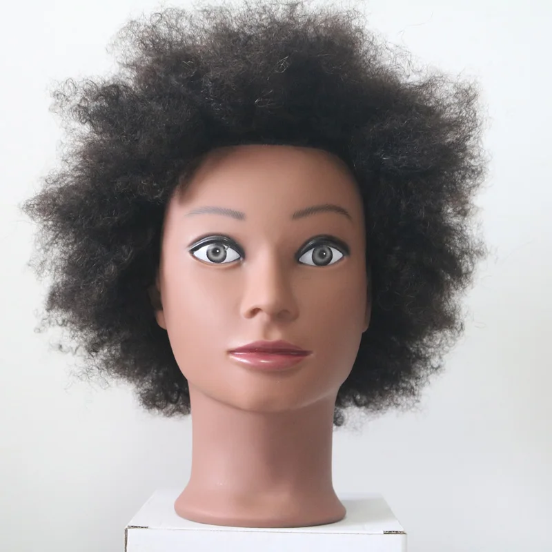 Professional Afro Hair Styling Make Up 100%Human Hair Training Mannequin Head for Barber Hairdressing School