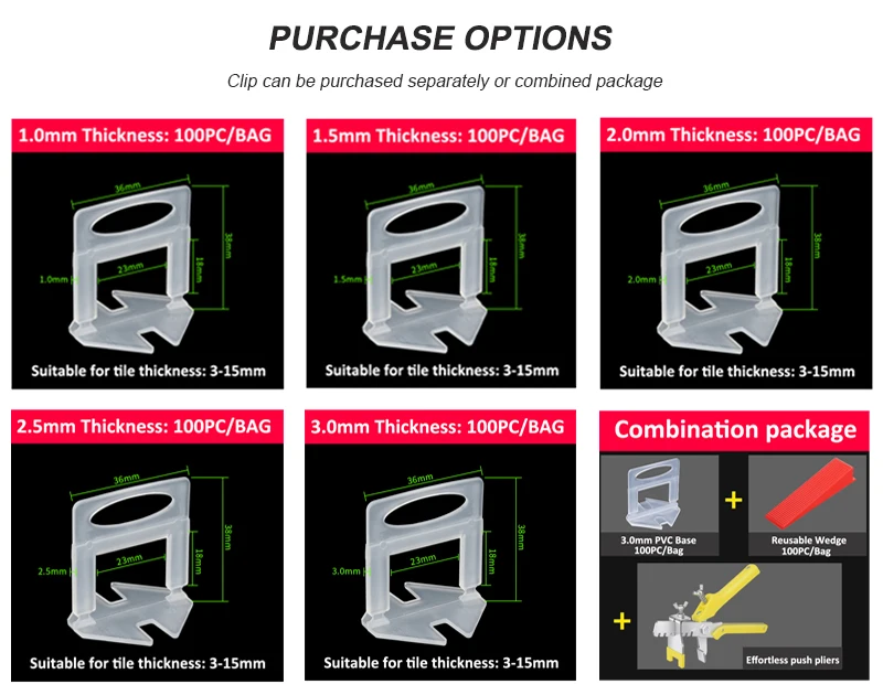 euo retail tile leveling system custom plastic wedge tile spacers