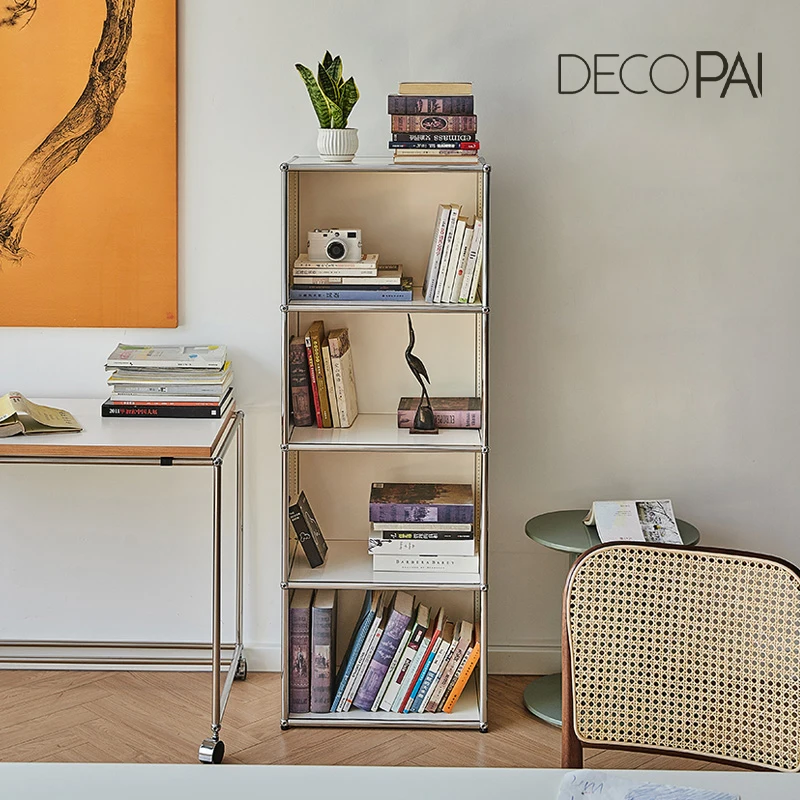 Bookshelves: Used Modular Combination Cabinets, INS Wrought Iron Nordic Floor Shelf, Modern Simple Stainless Steel Bookcase