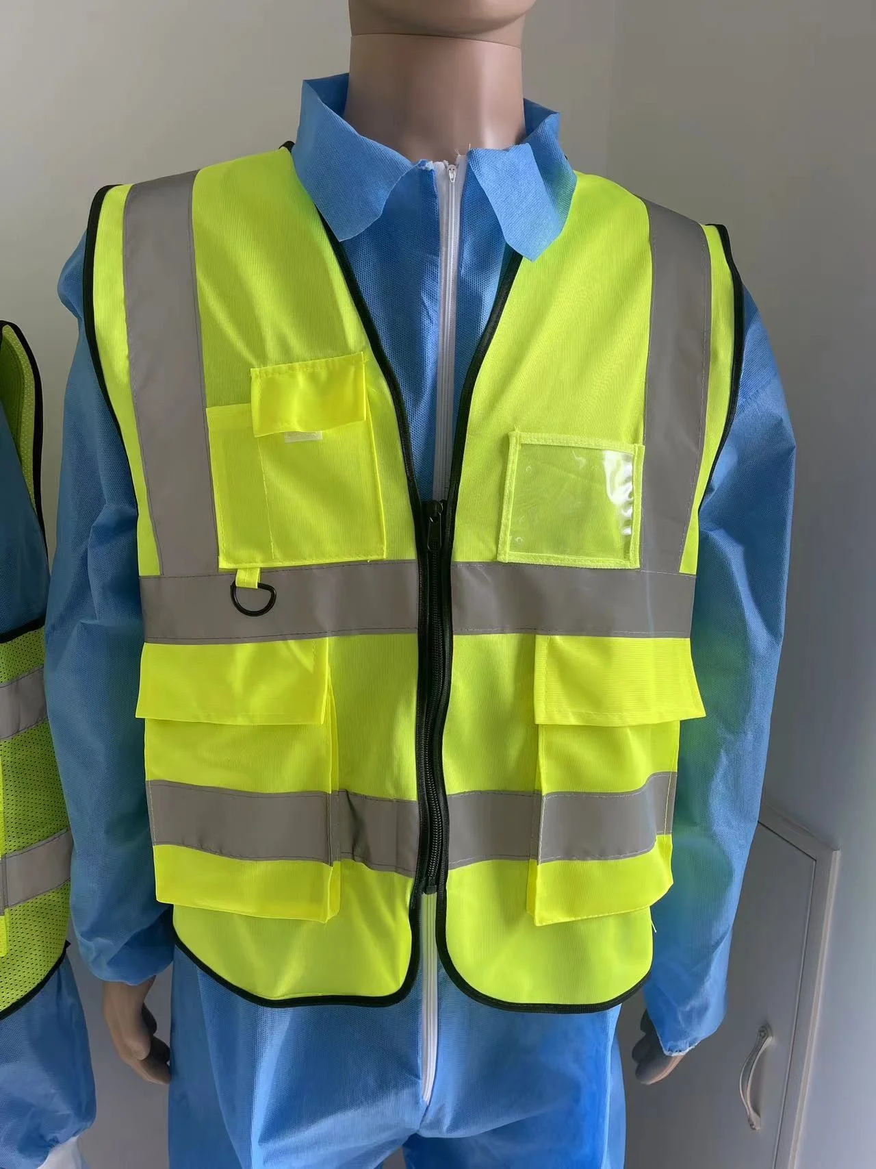 yellow customised hi vis surveyor engineer ems medical construction reflective safety vests class2 with pouch bag