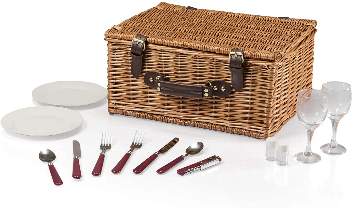 Ивовые корзины для пикника наборы еды из двух человек с пластиной ручная плетеная посуда складные
