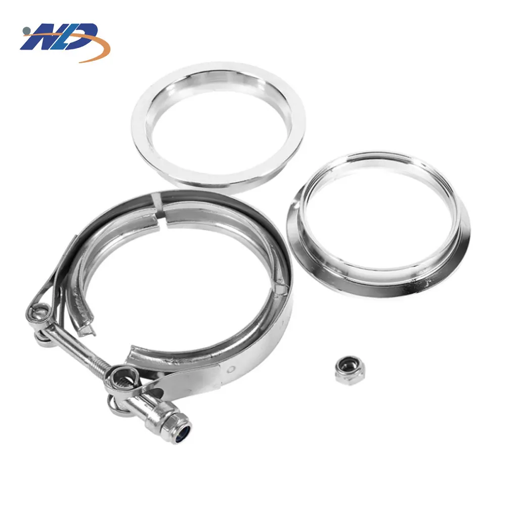 3' 304SS Turbo Exhaust System Pipe V Band Clamp Kit Male Female Steel Flanges 9mm Spring Ear Clamps Inch Measurement System