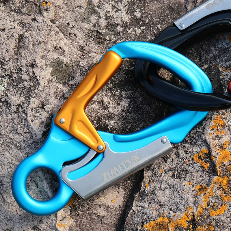 Aviation aluminum climbing carabiner, 35kN aluminum alloy main lock for rock climbing Via Ferrata safety hook
