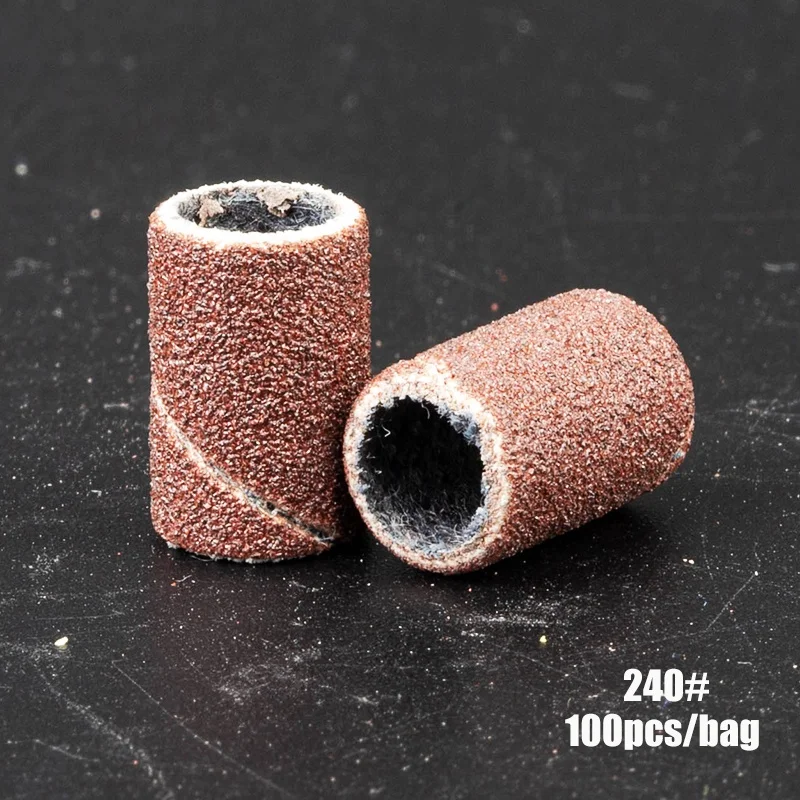 Wholesale 100pcs/bag Cotton Base Fine Medium Coarse 80# 150# 240# Bulk Manicure Brown Nail Bit Sand for Drill Machine