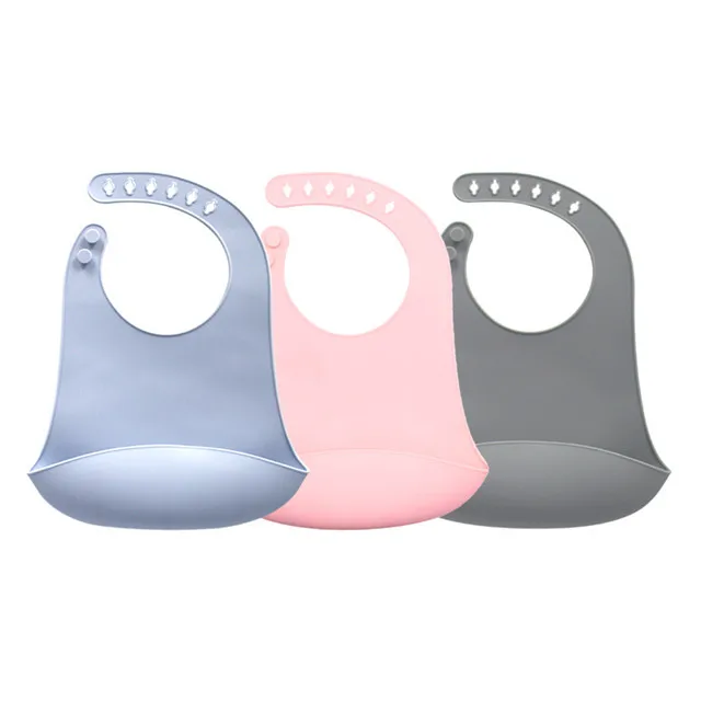 Best Sell BPA Free Silicone Feeding Lightweight Adjustable Bibs With Food Catcher