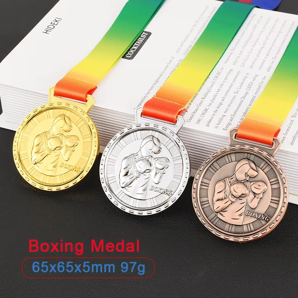 Wholesale 3D Award Medallions Fight Taekwondo Wrestling Sports Medal Competition Blank Gold Silver Bronze Medals With Ribbon